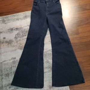 Mavi Women's Maxi Flared Dark Blue High Waist Jeans